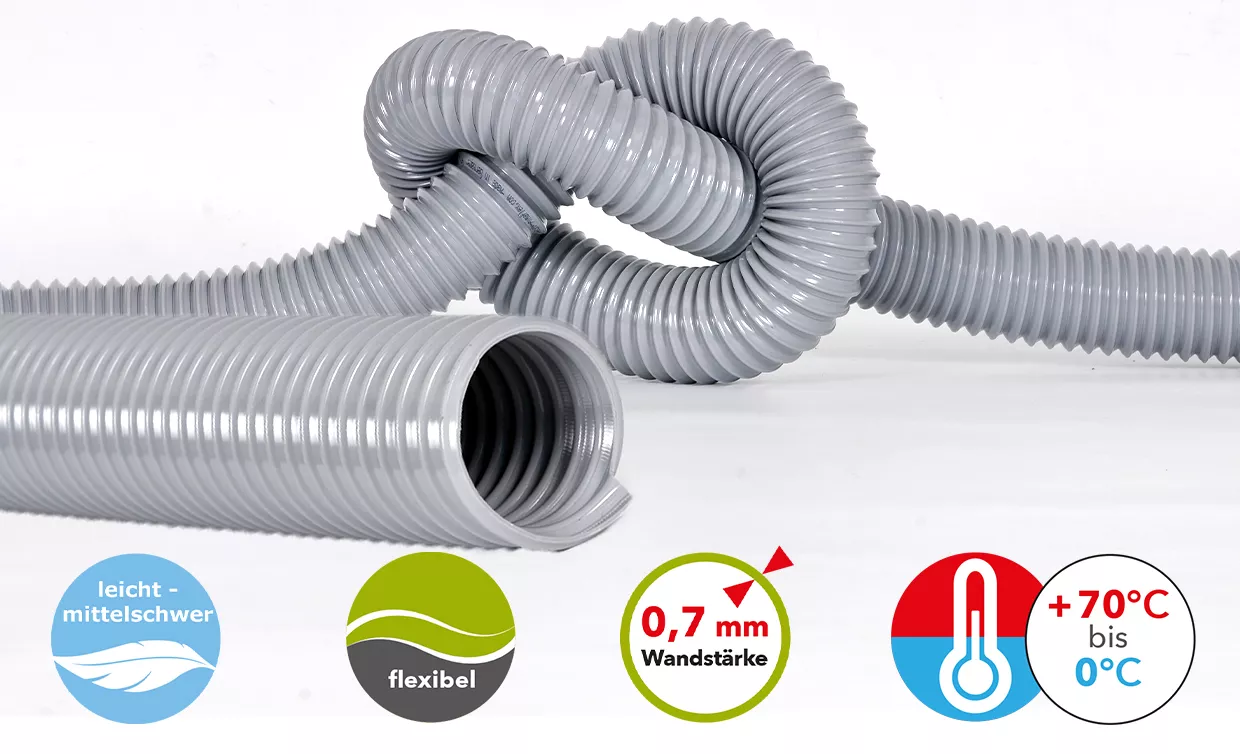 PVC M Absaugschlauch leicht bis mittelschwer